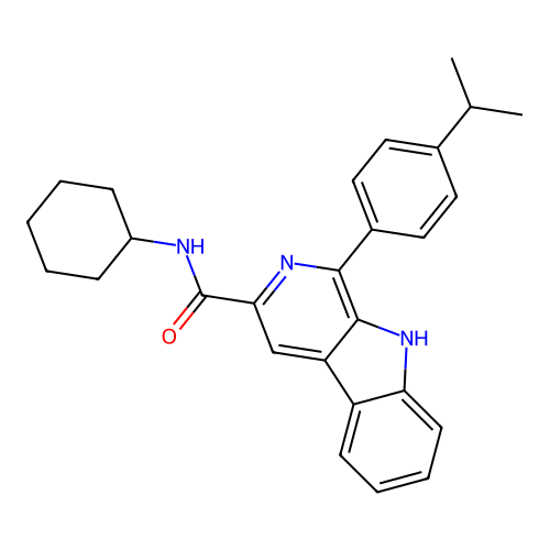N-Cyclohexyl-1-(4-isopropylphenyl)-9H-pyrido[3,4-B]indole-3-carboxamide structure