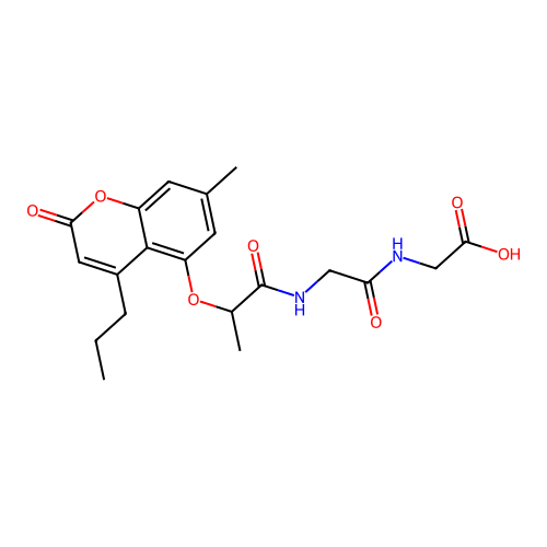 N-{2-[(7-methyl-2-oxo-4-propyl-2H-chromen-5-yl)oxy]propanoyl}glycylglycine structure