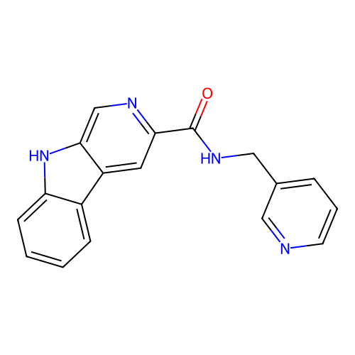 N-(pyridin-3-ylmethyl)-9H-pyrido[3,4-b]indole-3-carboxamide structure
