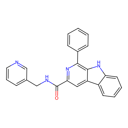 1-phenyl-N-(pyridin-3-ylmethyl)-9H-pyrido[3,4-b]indole-3-carboxamide structure