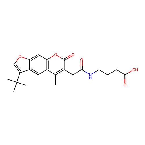 4-(2-(3-(tert-butyl)-5-methyl-7-oxo-7H-furo[3,2-g]chromen-6-yl)acetamido)butanoic acid structure