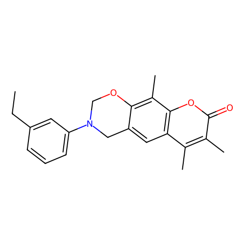 3-(3-ethylphenyl)-6,7,10-trimethyl-3,4-dihydrochromeno[6,7-e][1,3]oxazin-8(2H)-one structure