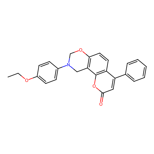 9-(4-ethoxyphenyl)-4-phenyl-9,10-dihydro-2H,8H-chromeno[8,7-e][1,3]oxazin-2-one structure