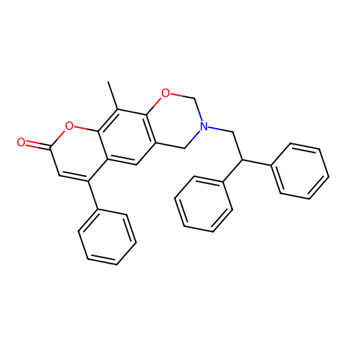 3-(2,2-diphenylethyl)-10-methyl-6-phenyl-3,4-dihydrochromeno[6,7-e][1,3]oxazin-8(2H)-one structure