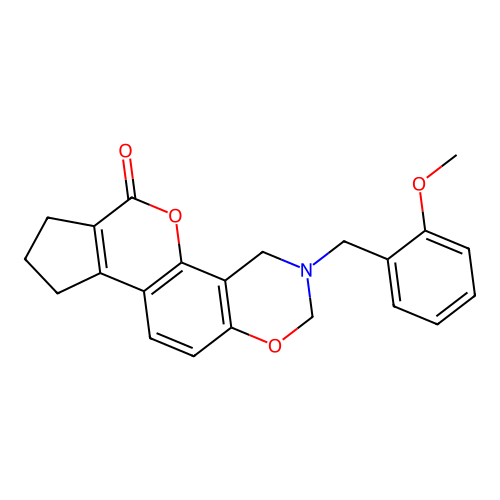3-(2-methoxybenzyl)-3,4,8,9-tetrahydro-2H-cyclopenta[3,4]chromeno[8,7-e][1,3]oxazin-6(7H)-one structure