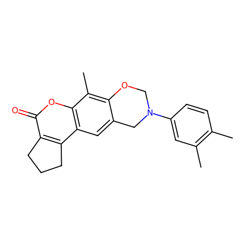 9-(3,4-dimethylphenyl)-6-methyl-2,3,9,10-tetrahydro-1H-cyclopenta[3,4]chromeno[6,7-e][1,3]oxazin-4(8H)-one structure