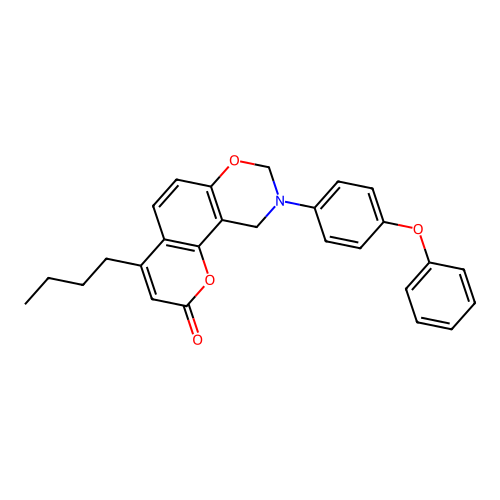 4-butyl-9-(4-phenoxyphenyl)-9,10-dihydrochromeno[8,7-e][1,3]oxazin-2(8H)-one structure