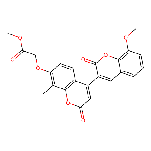 methyl 2-((8-methoxy-8'-methyl-2,2'-dioxo-2H,2'H-[3,4'-bichromen]-7'-yl)oxy)acetate structure
