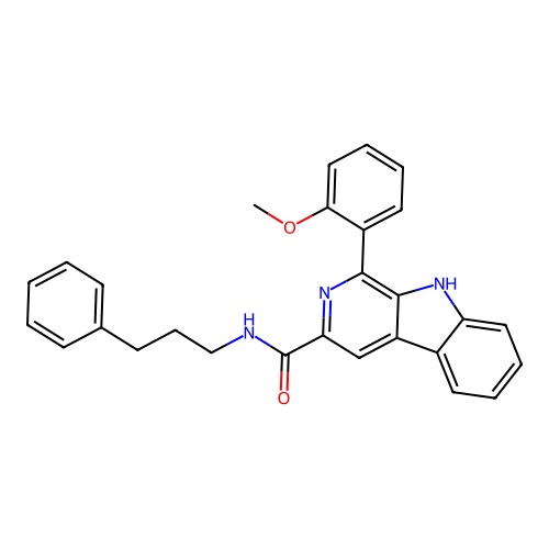 1-(2-methoxyphenyl)-N-(3-phenylpropyl)-9H-pyrido[3,4-b]indole-3-carboxamide structure