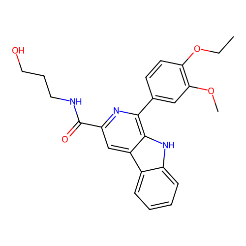 1-(4-ethoxy-3-methoxyphenyl)-N-(3-hydroxypropyl)-9H-pyrido[3,4-b]indole-3-carboxamide structure