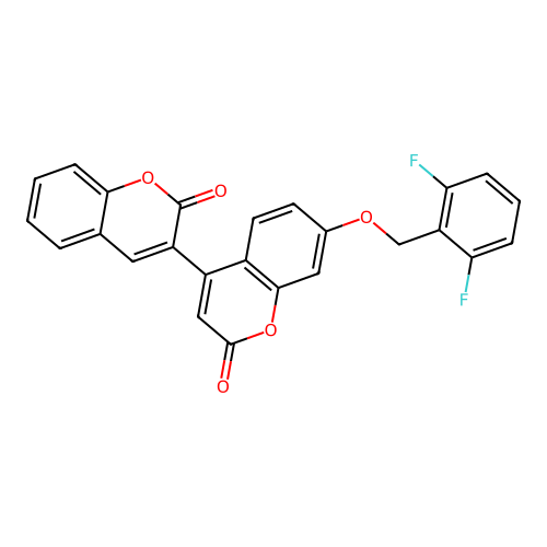 7'-[(2,6-difluorobenzyl)oxy]-2H,2'H-3,4'-bichromene-2,2'-dione structure