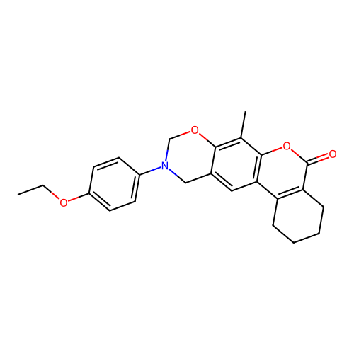 10-(4-ethoxyphenyl)-7-methyl-1,2,3,4,10,11-hexahydrobenzo[3,4]chromeno[6,7-e][1,3]oxazin-5(9H)-one structure