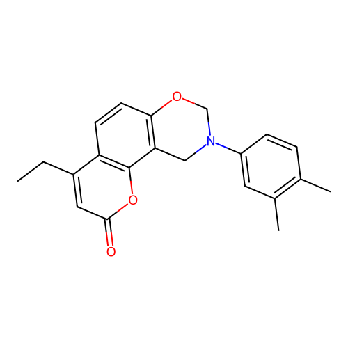 9-(3,4-dimethylphenyl)-4-ethyl-9,10-dihydrochromeno[8,7-e][1,3]oxazin-2(8H)-one structure