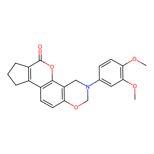 3-(3,4-dimethoxyphenyl)-3,4,8,9-tetrahydro-2H-cyclopenta[3,4]chromeno[8,7-e][1,3]oxazin-6(7H)-one structure