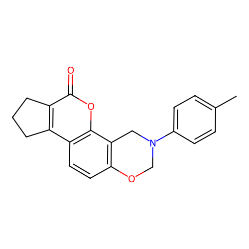 3-(4-methylphenyl)-3,4,8,9-tetrahydro-2H-cyclopenta[3,4]chromeno[8,7-e][1,3]oxazin-6(7H)-one structure