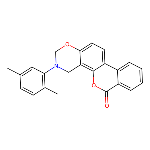 3-(2,5-dimethylphenyl)-3,4-dihydrobenzo[3,4]chromeno[8,7-e][1,3]oxazin-6(2H)-one structure