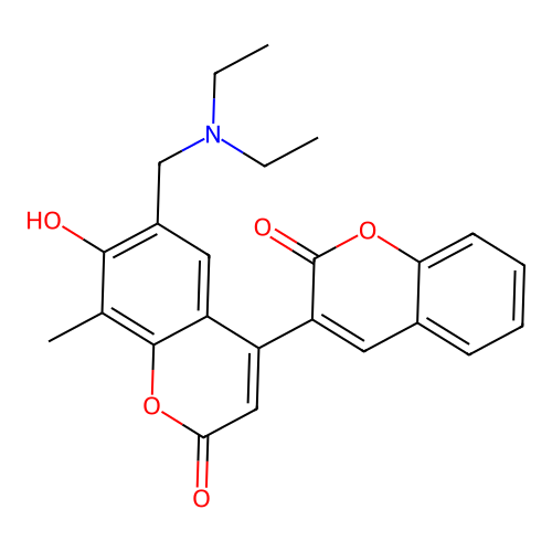 6-(diethylaminomethyl)-7-hydroxy-8-methyl-4-(2-oxochromen-3-yl)chromen-2-one structure
