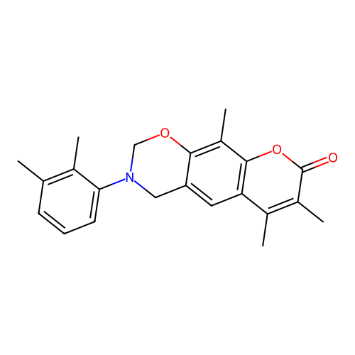 3-(2,3-dimethylphenyl)-6,7,10-trimethyl-3,4-dihydrochromeno[6,7-e][1,3]oxazin-8(2H)-one structure
