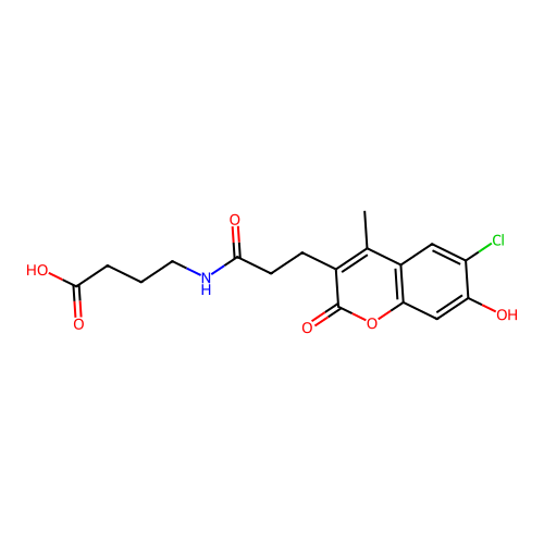 4-(3-(6-chloro-7-hydroxy-4-methyl-2-oxo-2H-chromen-3-yl)propanamido)butanoic acid structure