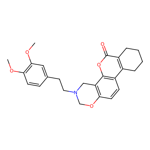 3-(3,4-DIMETHOXYPHENETHYL)-3,4,7,8,9,10-HEXAHYDRO-2H,6H-BENZO[3,4]CHROMENO[8,7-E][1,3]OXAZIN-6-ONE structure