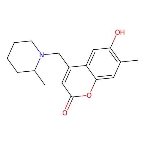 6-hydroxy-7-methyl-4-((2-methylpiperidin-1-yl)methyl)-2H-chromen-2-one structure