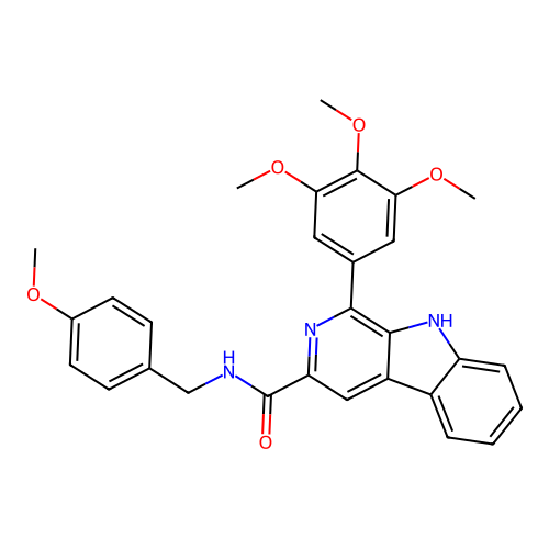 N-(4-methoxybenzyl)-1-(3,4,5-trimethoxyphenyl)-9H-beta-carboline-3-carboxamide structure