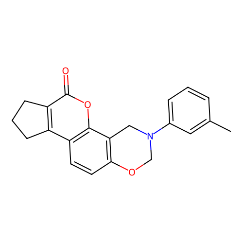 3-(m-tolyl)-3,4,8,9-tetrahydro-2H-cyclopenta[3,4]chromeno[8,7-e][1,3]oxazin-6(7H)-one structure