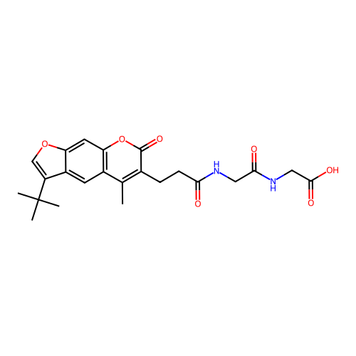 2-(2-(3-(3-(tert-butyl)-5-methyl-7-oxo-7H-furo[3,2-g]chromen-6-yl)propanamido)acetamido)acetic acid structure