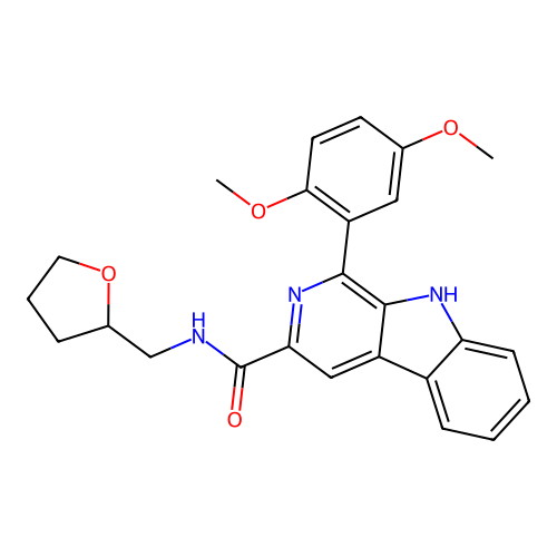 1-(2,5-dimethoxyphenyl)-N-(oxolan-2-ylmethyl)-9H-pyrido[3,4-b]indole-3-carboxamide structure
