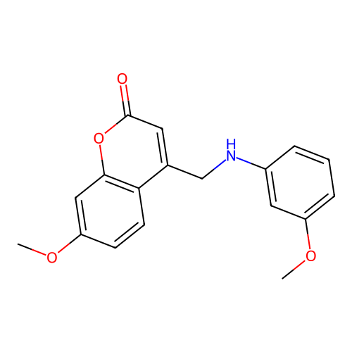 7-methoxy-4-{[(3-methoxyphenyl)amino]methyl}-2H-chromen-2-one structure