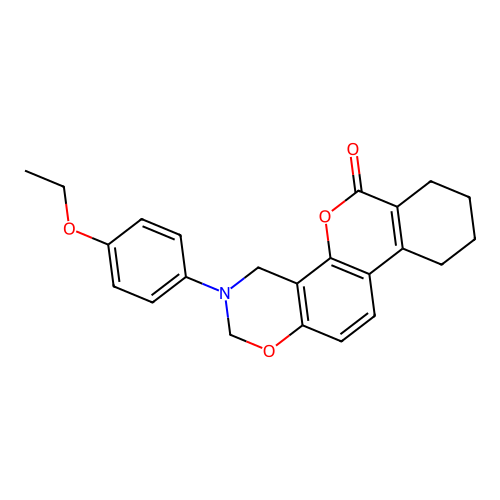 3-(4-ethoxyphenyl)-3,4,7,8,9,10-hexahydro-2H,6H-benzo[3,4]chromeno[8,7-e][1,3]oxazin-6-one structure