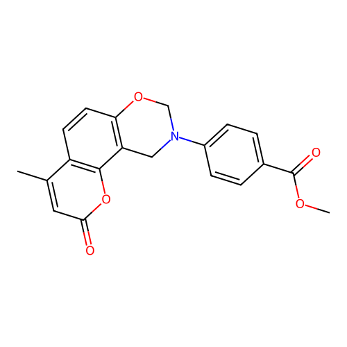 methyl 4-(4-methyl-2-oxochromeno[8,7-e][1,3]oxazin-9(2H,8H,10H)-yl)benzoate structure