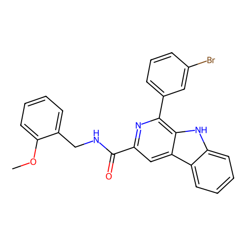 1-(3-bromophenyl)-N-(2-methoxybenzyl)-9H-beta-carboline-3-carboxamide structure