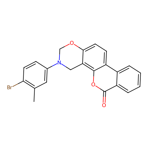 3-(4-bromo-3-methylphenyl)-3,4-dihydrobenzo[3,4]chromeno[8,7-e][1,3]oxazin-6(2H)-one structure