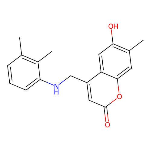 4-{[(2,3-dimethylphenyl)amino]methyl}-6-hydroxy-7-methyl-2H-chromen-2-one structure