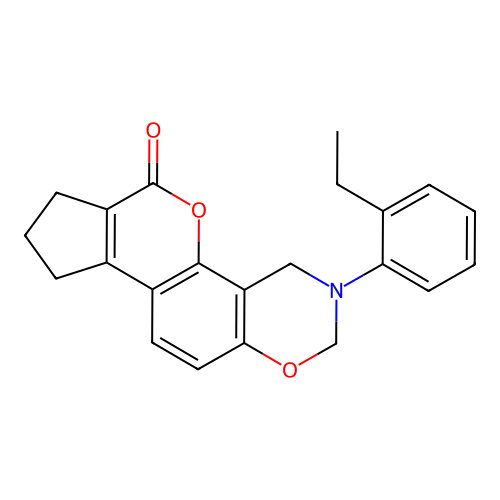 3-(2-ethylphenyl)-3,4,8,9-tetrahydro-2H-cyclopenta[3,4]chromeno[8,7-e][1,3]oxazin-6(7H)-one structure
