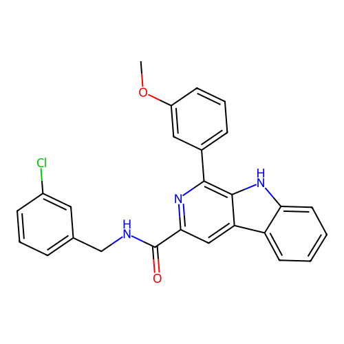 N-(3-chlorobenzyl)-1-(3-methoxyphenyl)-9H-beta-carboline-3-carboxamide structure