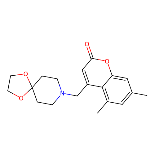4-(1,4-Dioxa-8-azaspiro[4.5]decan-8-ylmethyl)-5,7-dimethylchromen-2-one structure