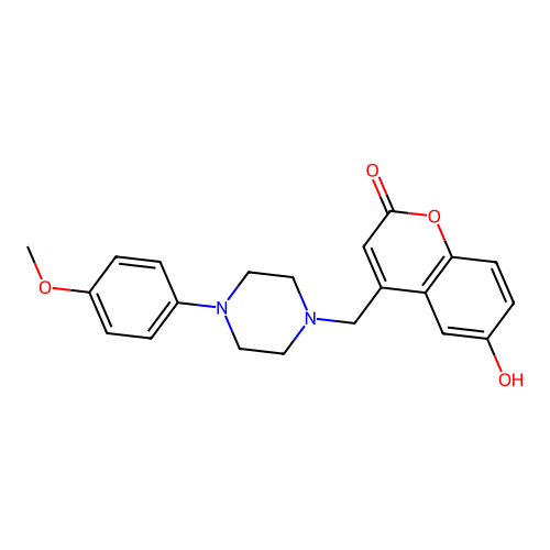 6-Hydroxy-4-[[4-(4-methoxyphenyl)piperazin-1-yl]methyl]chromen-2-one structure