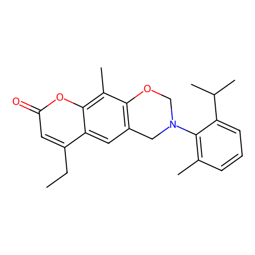 6-ethyl-3-(2-isopropyl-6-methylphenyl)-10-methyl-3,4-dihydrochromeno[6,7-e][1,3]oxazin-8(2H)-one structure