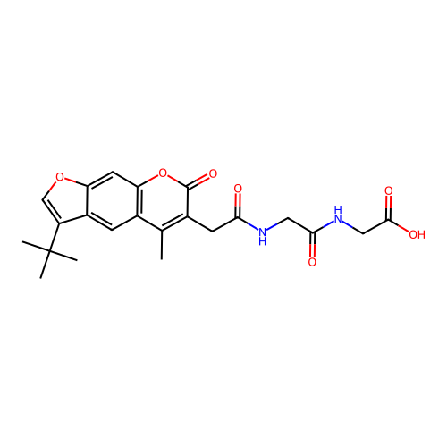 2-(2-(2-(3-(tert-butyl)-5-methyl-7-oxo-7H-furo[3,2-g]chromen-6-yl)acetamido)acetamido)acetic acid structure