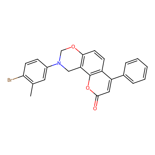 9-(4-bromo-3-methylphenyl)-4-phenyl-9,10-dihydrochromeno[8,7-e][1,3]oxazin-2(8H)-one structure