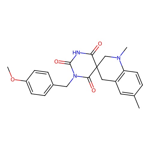 1-(4-methoxybenzyl)-1',6'-dimethyl-2',4'-dihydro-1H,1'H-spiro[pyrimidine-5,3'-quinoline]-2,4,6(3H)-trione structure