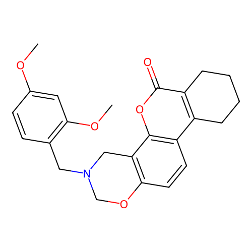 3-(2,4-dimethoxybenzyl)-3,4,7,8,9,10-hexahydrobenzo[3,4]chromeno[8,7-e][1,3]oxazin-6(2H)-one structure
