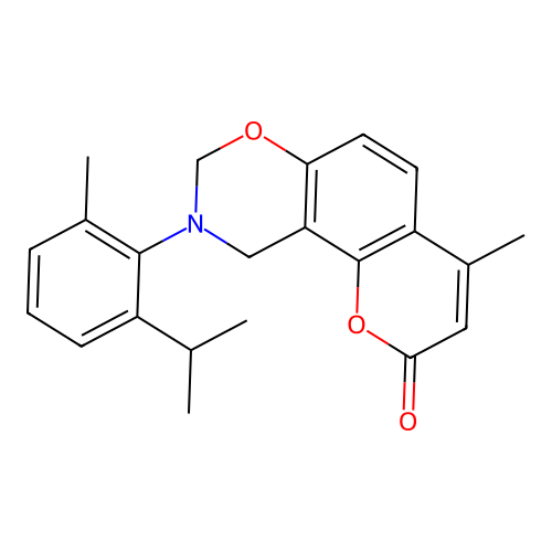 9-(2-isopropyl-6-methylphenyl)-4-methyl-9,10-dihydrochromeno[8,7-e][1,3]oxazin-2(8H)-one structure