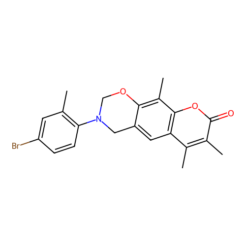 3-(4-bromo-2-methylphenyl)-6,7,10-trimethyl-3,4-dihydrochromeno[6,7-e][1,3]oxazin-8(2H)-one structure