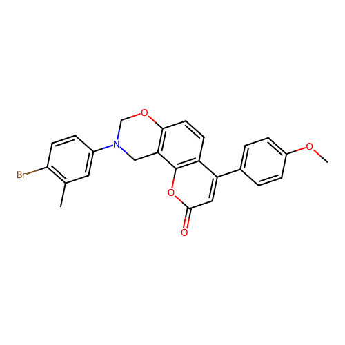 9-(4-bromo-3-methylphenyl)-4-(4-methoxyphenyl)-9,10-dihydrochromeno[8,7-e][1,3]oxazin-2(8H)-one structure