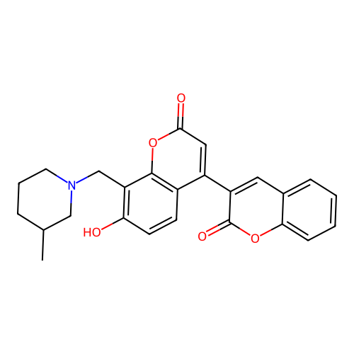 3-{7-Hydroxy-8-[(3-methylpiperidyl)methyl]-2-oxochromen-4-yl}chromen-2-one structure