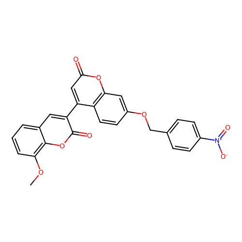 8-methoxy-7'-((4-nitrobenzyl)oxy)-2H,2'H-[3,4'-bichromene]-2,2'-dione structure