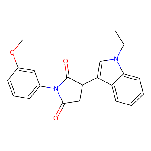 3-(1-ethyl-1H-indol-3-yl)-1-(3-methoxyphenyl)pyrrolidine-2,5-dione structure